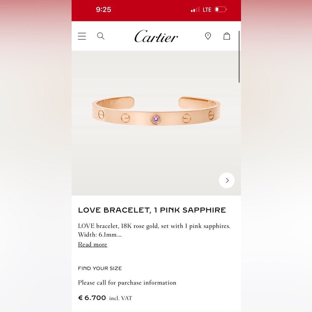 Rare Cartier love cuff with pink sapphire - Picture 5 of 5
